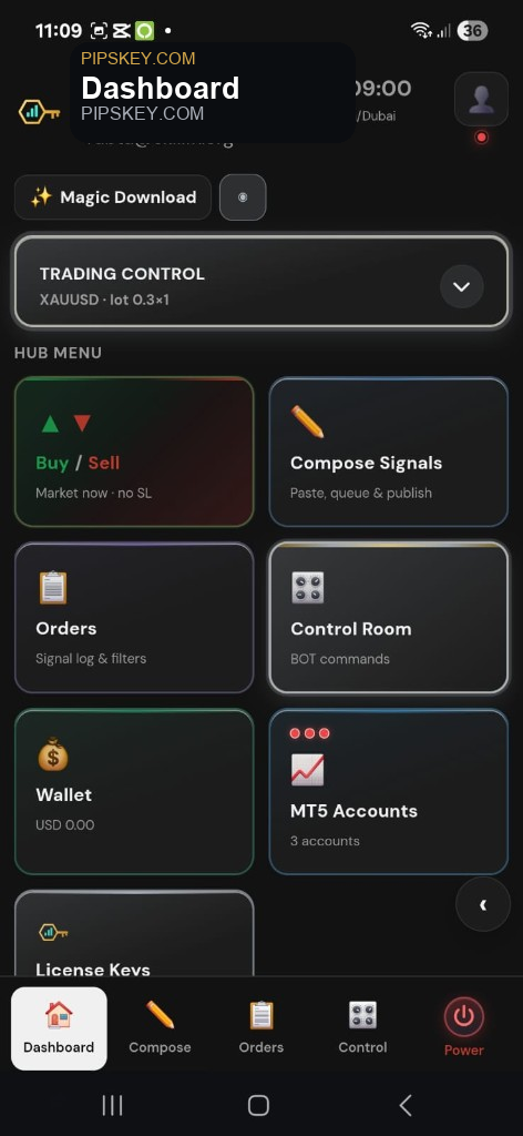 PIPX dashboard — dark mode