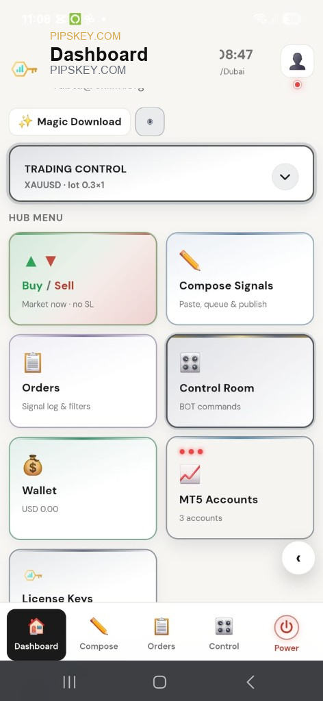 PIPX dashboard — light mode